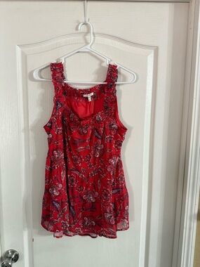 Maurices Women’s Red Floral Print Tank Top Sz M. AP-146